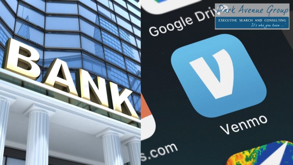 a bank branch and a venmo app
